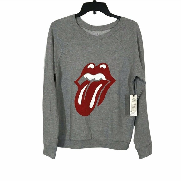 Treasure & Bond Womens Gray Graphic Rolling Stones Pullover Sweatshirt Size XS - Picture 3 of 10
